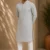 Aarav Silver Grey Diamond Pattern Cotton Kurta
