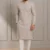 Aarav Beige Textured Vertical Stripe Cotton Kurta