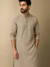 Aarav Beige Textured Linen Cotton Kurta