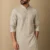 Aarav Beige Chevron Embroidered Cotton Kurta