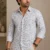 Ivory Grey Botanical Print Cotton Shirt