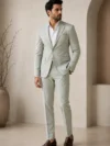 Sage Green Imperial Diamond Textured Suiting