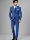 Steel Blue Windowpane Check Suiting Collection