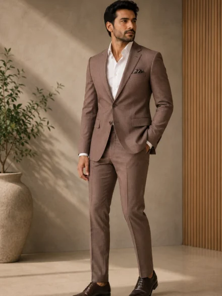 Mocha Taupe Textured Suiting