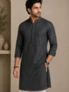 Aarav Charcoal Sequin Motif Embroidered Kurta