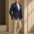 Navy Blue Wide White Stripe Designer Blazer