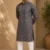 Aarav Charcoal Leaf Print Cotton Kurta