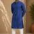 Aarav Royal Blue Pinstripe Cotton Kurta