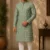 Aarav Sage Green Geometric Printed Cotton Kurta