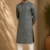 Aarav Slate Blue Golden Diamond Cotton Kurta