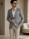 Ash Grey Micro Check Blazer