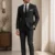 Charcoal Black Windowpane Check Suiting