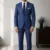Navy Blue Windowpane Check Suiting