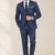 Classic Navy Blue Burgundy-Accent Pinstripe Suiting Collection