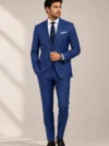 Rich Royal Blue Micro-Check Textured Suiting Collection