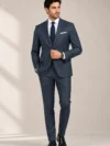 Dark Indigo Slate Blue Textured Suiting Collection