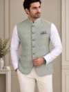 Sage Green Diamond Pattern Jawahar Jacket